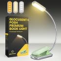 Glocusent Posh Premium Book Light for Reading in Bed with Timer, 16-LED Rechargeable Reading Light Runs 160hrs, 1800K Eyecaring Clip on Book Light, 3 Colors &amp; 5 Brightness Levels, Perfect for Readers