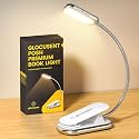 Glocusent Posh Premium Book Light for Reading in Bed with Timer, 16-LED Rechargeable Reading Light Runs 160hrs, 1800K Eyecaring Clip on Book Light, 3 Colors &amp; 5 Brightness Levels, Perfect for Readers