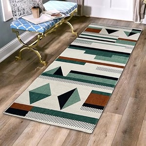 glofy bedside runner hand woven pure cotton carpet 2x5 feet 60cm x 152cm for bedroomlivingroomkitchenyoga and multi purpose colour - multi print