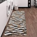 GLOFY Bedside Runner Hand Woven Pure Cotton Carpet (2x5 Feet), (60cm x 152cm) for Bedroom/Livingroom/Kitchen/Yoga and Multi Purpose Colour - (Brown Black Print)