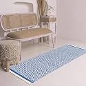 GLOFY Bedside Runner Hand Woven Pure Cotton Carpet (2x5 Feet), (60cm x 152cm) for Bedroom/Livingroom/Kitchen/Yoga and Multi Purpose Colour - (Blue Diamond)