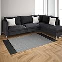 GLOFY Bedside Runner Hand Woven Pure Cotton Carpet (2x5 Feet), (60cm x 152cm) for Bedroom/Livingroom/Kitchen/Yoga and Multi Purpose Colour - (Black Stripe Degine)