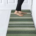 GLOFY Bedside Runner Hand Woven Pure Cotton Carpet (2x5 Feet), (60cm x 152cm) for Bedroom/Livingroom/Kitchen/Yoga and Multi Purpose Colour - (Green Diamond Box)