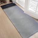 GLOFY Bedside Runner Hand Woven Pure Cotton Carpet (2x5 Feet), (60cm x 152cm) for Bedroom/Livingroom/Kitchen/Yoga and Multi Purpose Colour - (Grey Yoga Runner)