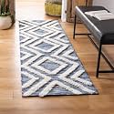 GLOFY Bedside Runner Hand Woven Pure Cotton Carpet (2x5 Feet), (60cm x 152cm) for Bedroom/Livingroom/Kitchen/Yoga and Multi Purpose Colour - (Blue Tufted)