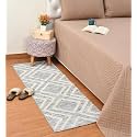 GLOFY Bedside Runner Hand Woven Pure Cotton Carpet (2x5 Feet), (60cm x 152cm) for Bedroom/Livingroom/Kitchen/Yoga and Multi Purpose Colour - (Black Tufted)