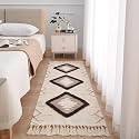 GLOFY Bedside Runner Hand Woven Pure Cotton Carpet (2x5 Feet), (60cm x 152cm) for Bedroom/Livingroom/Kitchen/Yoga and Multi Purpose Colour - (Beige &amp; Brown)