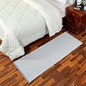 GLOFY Bedside Runner Hand Woven Pure Cotton Carpet (2x5 Feet), (60cm x 152cm) for Bedroom/Livingroom/Kitchen/Yoga and Multi Purpose Colour - (Grey Zig Zag)