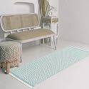 GLOFY Hand Woven Washable 100% Natural Cotton Rug Carpet Bed Side Runner for Bedroom Living Room 2x5 feet 60 cms x 152 cms (Turquoise Diamond)