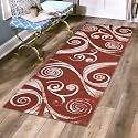 GLOFY Bedside Runner Hand Woven Pure Cotton Carpet (2x5 Feet), (60cm x 152cm) for Bedroom/Livingroom/Kitchen/Yoga and Multi Purpose Colour - (Red White Print)