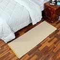 GLOFY Bedside Runner Hand Woven Pure Cotton Carpet (2x5 Feet), (60cm x 152cm) for Bedroom/Livingroom/Kitchen/Yoga and Multi Purpose Colour - (Yellow Zig Zag)