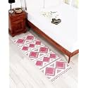 GLOFY Bedside Runner Hand Woven Pure Cotton Carpet (2x5 Feet), (60cm x 152cm) for Bedroom/Livingroom/Kitchen/Yoga and Multi Purpose Colour - (Light Pink &amp; White)