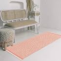 GLOFY Bedside Runner Hand Woven Pure Cotton Carpet (2x5 Feet), (60cm x 152cm) for Bedroom/Livingroom/Kitchen/Yoga and Multi Purpose Colour - (Peach Diamond)