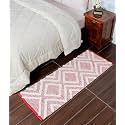 GLOFY Bedside Runner Hand Woven Pure Cotton Carpet (2x5 Feet), (60cm x 152cm) for Bedroom/Livingroom/Kitchen/Yoga and Multi Purpose Colour - (Red Tufted)