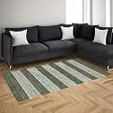 GLOFY Hand Woven Washable 100% Natural Cotton Rug Carpet Bed Side Runner for Bedroom Living Room 2x5 feet 60 cms x 152 cms (Green Stripe Patta)