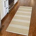GLOFY Hand Woven Washable 100% Natural Cotton Rug Carpet Bed Side Runner for Bedroom Living Room 2x5 feet 60 cms x 152 cms (Yellow Stripe)