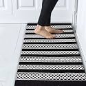 GLOFY Bedside Runner Hand Woven Pure Cotton Carpet (2x5 Feet), (60cm x 152cm) for Bedroom/Livingroom/Kitchen/Yoga and Multi Purpose Colour - (Black Diamond Box)