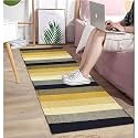 GLOFY Bedside Runner Hand Woven Pure Cotton Carpet (2x5 Feet), (60cm x 152cm) for Bedroom/Livingroom/Kitchen/Yoga and Multi Purpose Colour - (Yellow Multi)