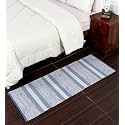 GLOFY Bedside Runner Hand Woven Pure Cotton Carpet (2x5 Feet), (60cm x 152cm) for Bedroom/Livingroom/Kitchen/Yoga and Multi Purpose Colour - (Sky Blue Diamond New)