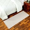 GLOFY Bedside Runner Hand Woven Pure Cotton Carpet (2x5 Feet), (60cm x 152cm) for Bedroom/Livingroom/Kitchen/Yoga and Multi Purpose Colour - (Beige Zig Zag)