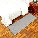 GLOFY Bedside Runner Hand Woven Pure Cotton Carpet (2x5 Feet), (60cm x 152cm) for Bedroom/Livingroom/Kitchen/Yoga and Multi Purpose Colour - (Navy Blue Zig Zag)
