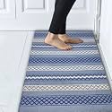 GLOFY Bedside Runner Hand Woven Pure Cotton Carpet (2x5 Feet), (60cm x 152cm) for Bedroom/Livingroom/Kitchen/Yoga and Multi Purpose Colour - (Blue Diamond Box)
