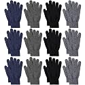 Glooarm 12 Pairs Mens Winter Gloves Knit Warm Adult Stretchy Magic Gloves