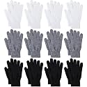 Glooarm 12 Pairs Mens Winter Gloves Knit Warm Adult Stretchy Magic Gloves