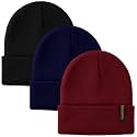 Glooarm 3 Pack Toddler Beanie Kids Beanie Winter Hats Knit Ribbed Boys Girls Beanies Warm Cuffed Caps