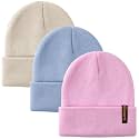 Glooarm 3 Pack Toddler Beanie Kids Beanie Winter Hats Knit Ribbed Boys Girls Beanies Warm Cuffed Caps