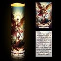 Glooglitter 8 Inch LED Catholic Prayer Candle Card Set, St. Micheal