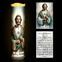Glooglitter 8 Inch LED Catholic Prayer Candle Card Set, St. Jude
