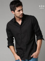 GLOREN Men Solid Casual Black Shirt