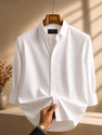 GLOREN Men Solid Casual White Shirt