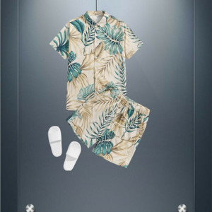 glori star men printed beige night suit set