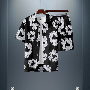 glori star men printed black night suit set