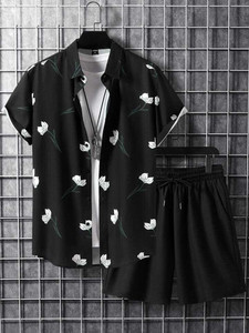 glori star men night suit set black printed