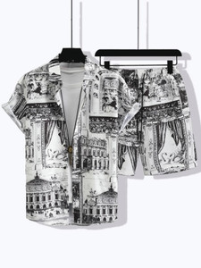glori star men printed black night suit set