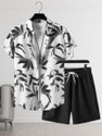 GLORI STAR Men Printed Black Night Suit Set