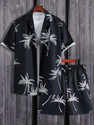 GLORI STAR Men Night Suit Set Black Printed