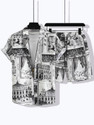 GLORI STAR Men Printed Black Night Suit Set