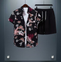GLORI STAR Men Printed Black Night Suit Set