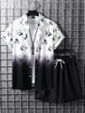 GLORI STAR Men Printed Black Night Suit Set