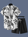 GLORI STAR Men Printed Black Night Suit Set