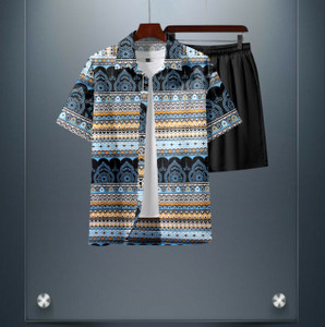 glori star men printed blue night suit set