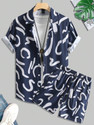 GLORI STAR Men Printed Blue Night Suit Set