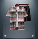 GLORI STAR Men Printed Brown Night Suit Set