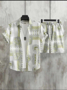 glori star men printed white night suit set