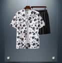 GLORI STAR Men Printed White Night Suit Set