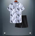 GLORI STAR Men Printed White Night Suit Set